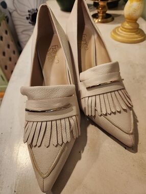 Franco Sarto Women's Ivory Fringe Pointed-Toe Loafers